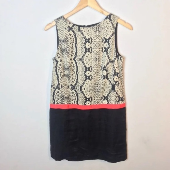 LOFT Linen Drop Waist Dress Animal Print - Picture 2 of 8